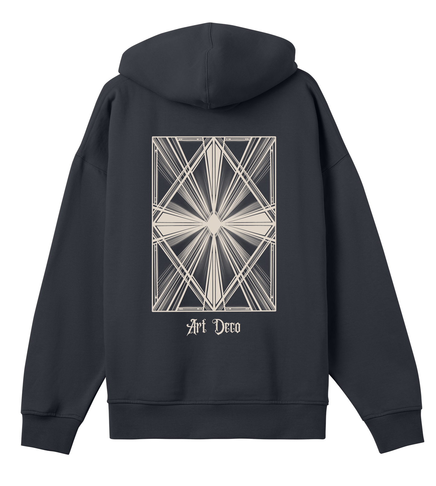 art deco oversized hoodie geometric black