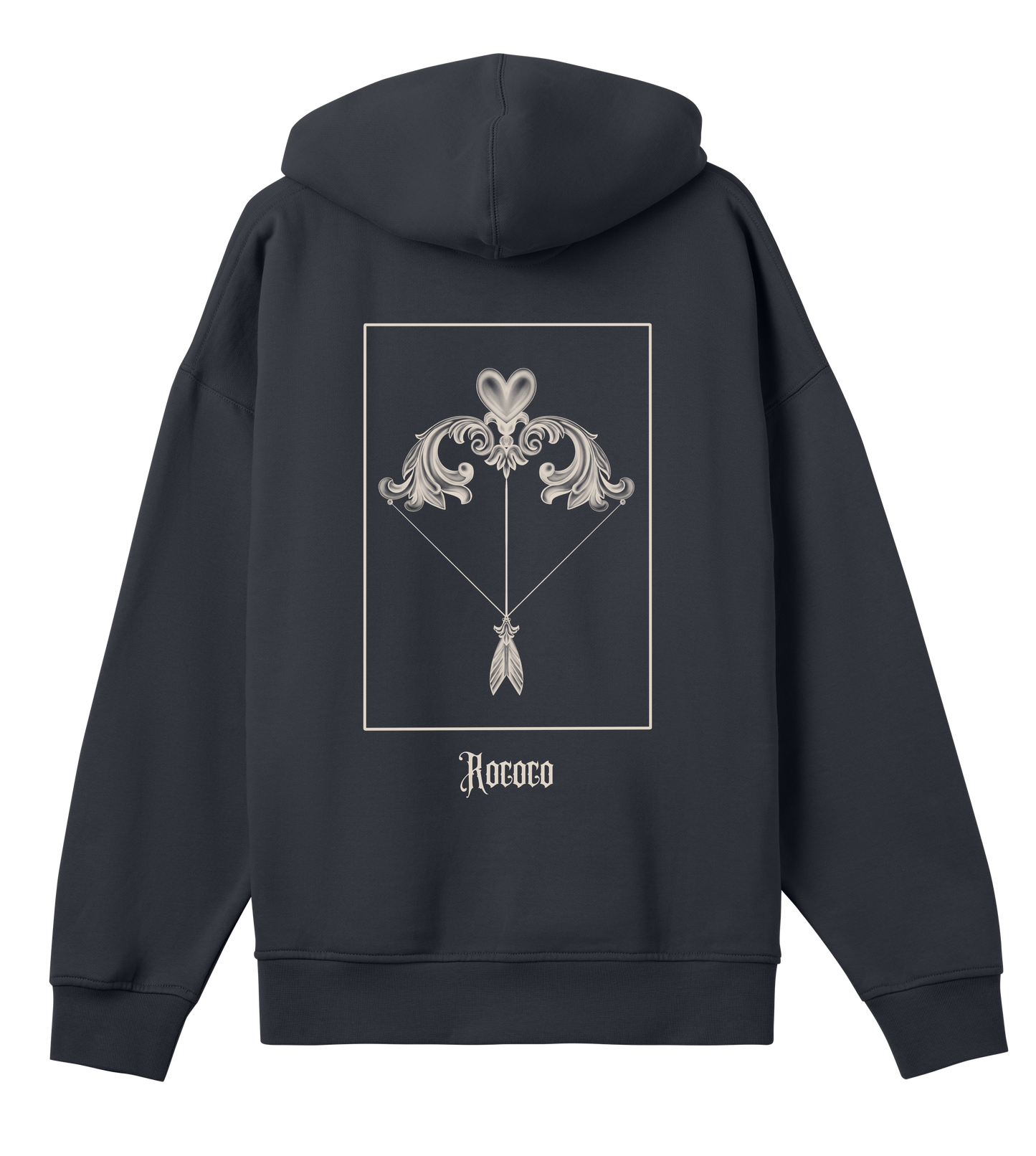 Rococo inspired hoodie black oversized