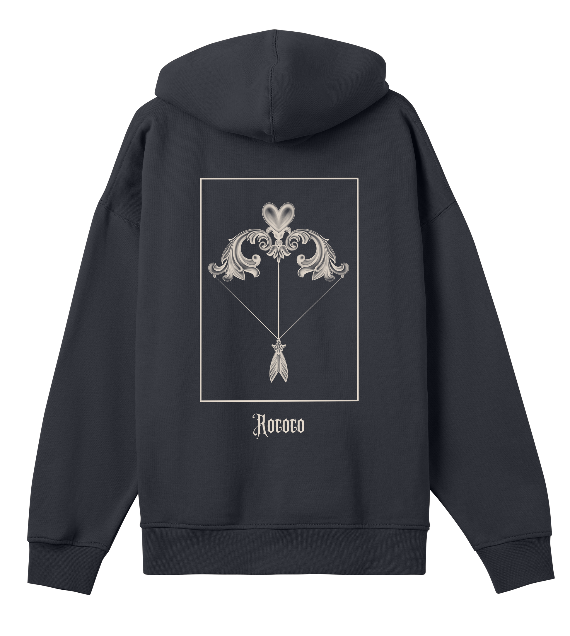 Rococo inspired hoodie black oversized