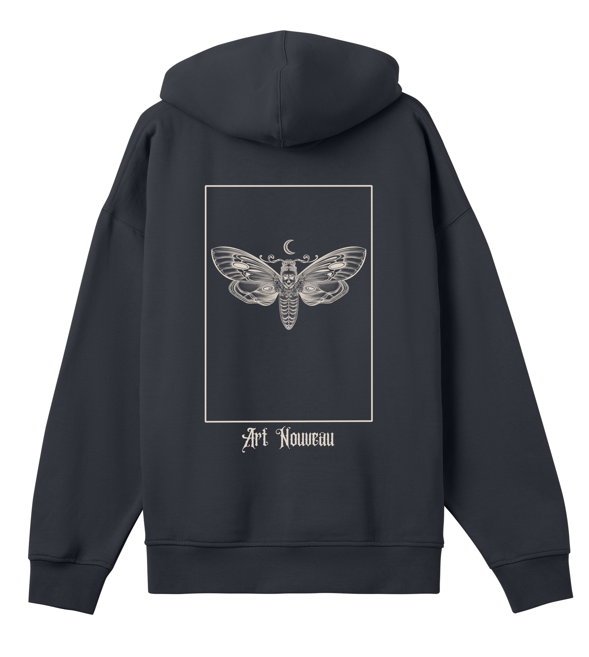 Art Nouveau inspired hoodie oversized black unisex