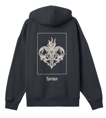 Baroque inspired hoodie oversized black