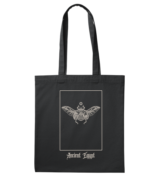 Tote Bag with Scarabee Inspired by Ancient Egyptic Art - Black